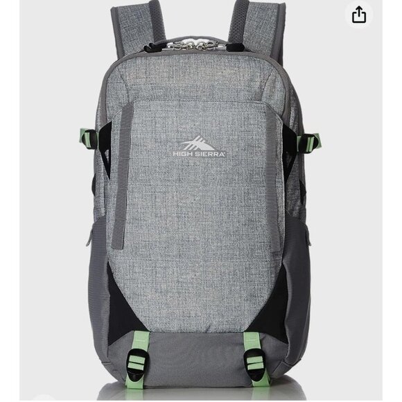 High Sierra Takeover Backpack School Travel Work Bookbag Gray Neon Green - Picture 1 of 6